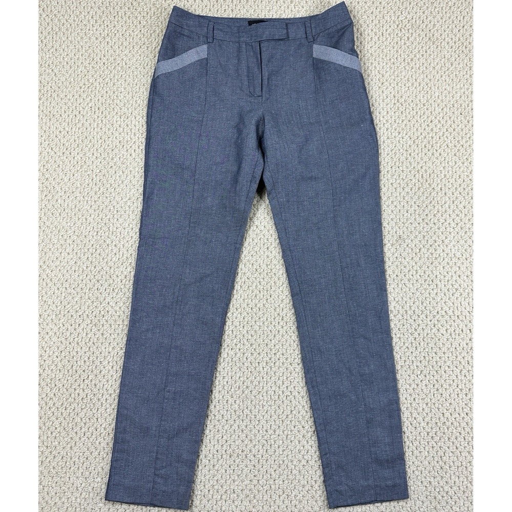 Kookai Pants Womens FR 38 US 6 Bluish Gray Linen Blend Flat Front Tapered